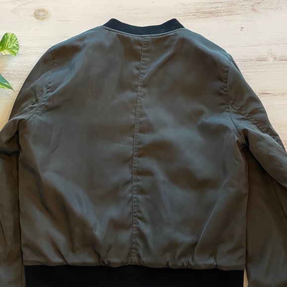 Love Tree Dark Green Bomber Jacket with Orange Lining - Picture 3 of 4